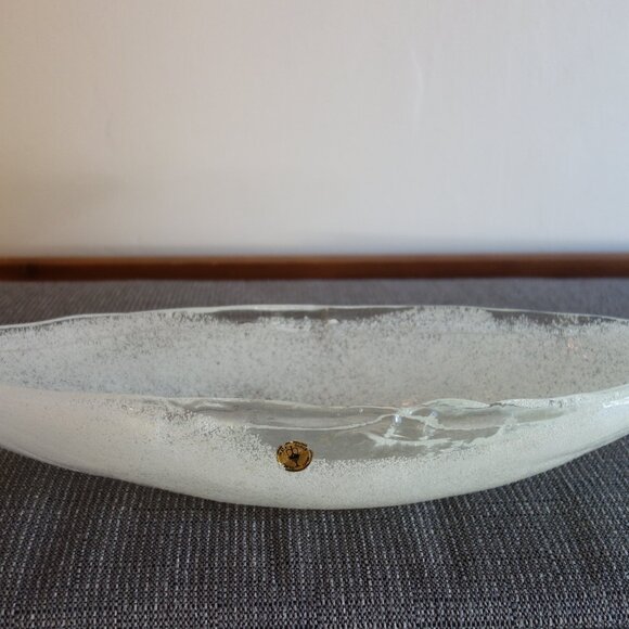 Vtg IWATA Tokyo Japan Clear Bubble Oblong Boat Shape Bowl – 18” - Picture 1 of 7